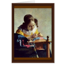 The Lacemaker, Français La Dentelière,  By Vermeer Cards
