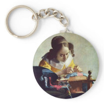 The Lacemaker, Français La Dentelière,  By Vermeer Keychain
