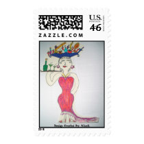 The Lady in Red Cocktail dress postage