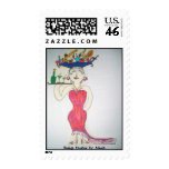 The Lady in Red Cocktail dress Postage Stamp