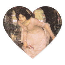 The Lady of Shalott Looking at Lancelot Heart Stickers