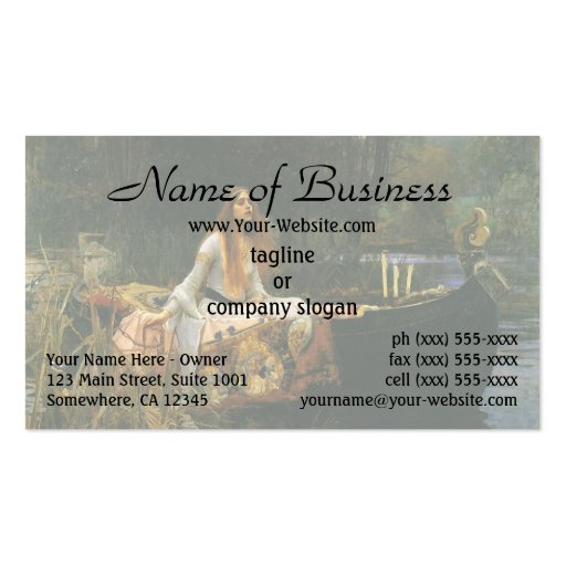 The Lady of Shalott (On Boat) by JW Waterhouse Business Card Templates (front side)
