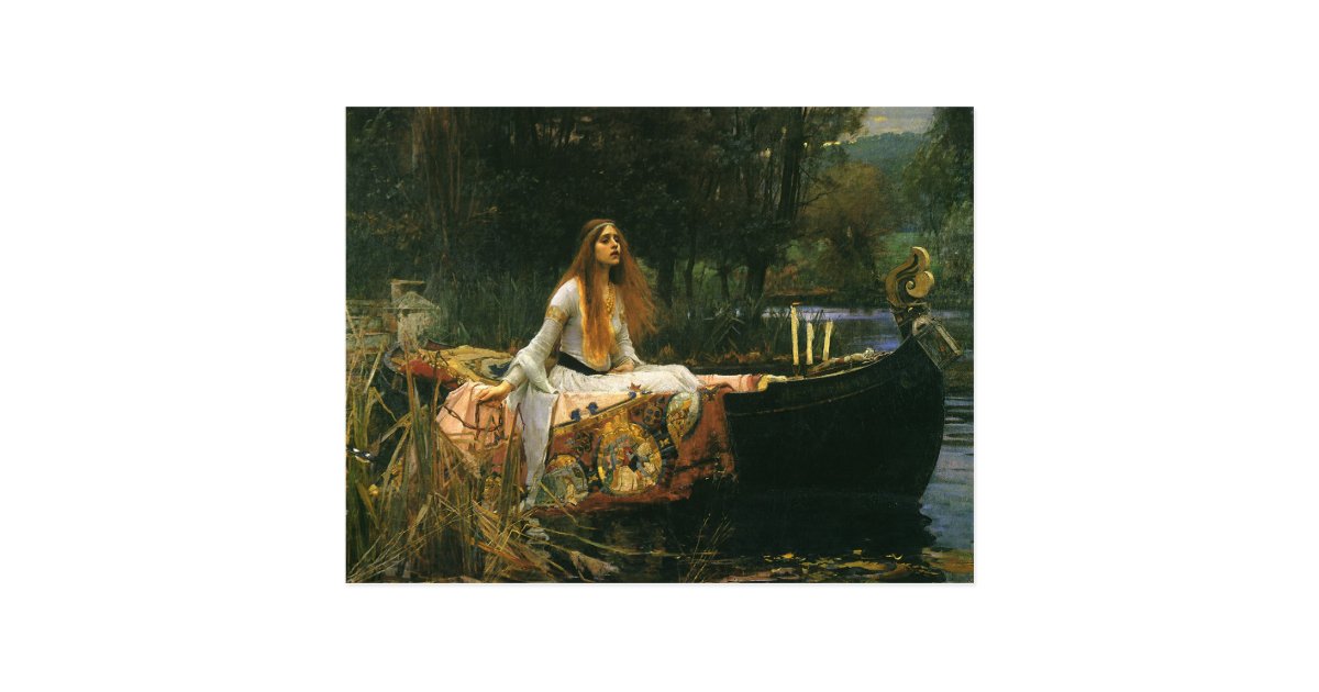 The Lady of Shalott On Boat by JW Waterhouse Postcard Zazzle