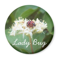 The LadyBug in White Flowers Refrigerator Magnet