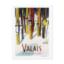 The Land of Sunshine - Skis Standing in Snow Post Cards