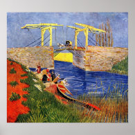 The Langlois Bridge at Arles with Women Washing Posters