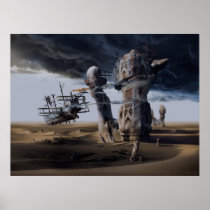 fantasy, vision, fantastical, land, scene, wilderness, waste, sands, landscape, scenery, countryside, backdrop, skies, sky, blue, heavens, atmosphere, dream, visualization, desert, wasteland, surreal, neo-surrealism, visionary, modern, surrealism, fantasy art posters, places, Poster with custom graphic design