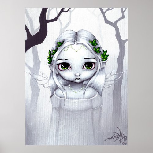 The Last Leaves ART PRINT winter fairy big eyes print