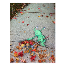 the lazy leaf-raker postcards