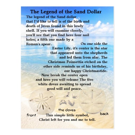 The Legend of the Sand Dollar Postcard Zazzle