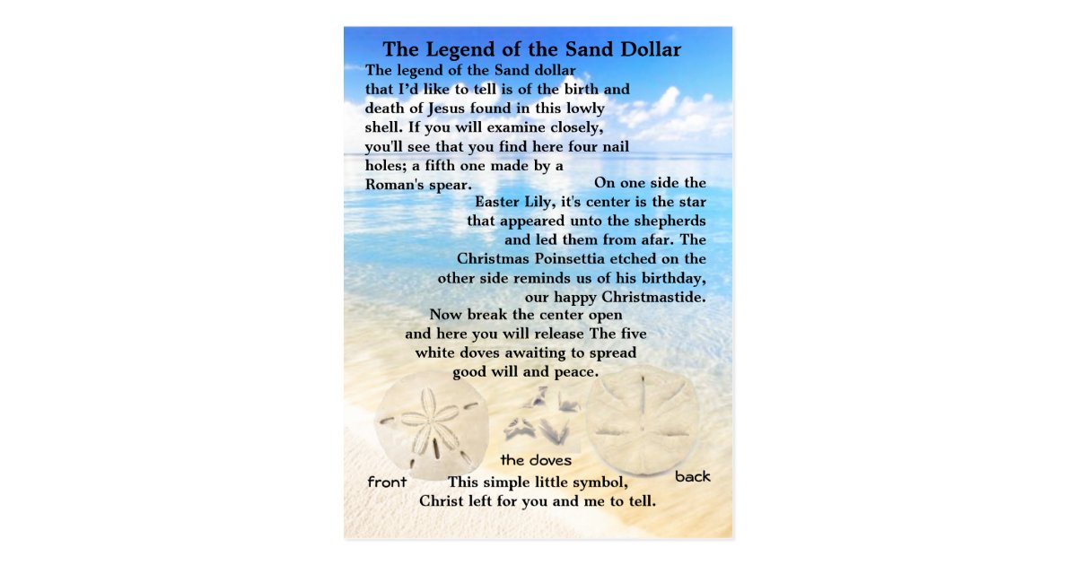 the legend of the sand dollar postcard zazzle printable holiday invites