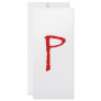 The letter P in red Papyrus font Rack Card Design