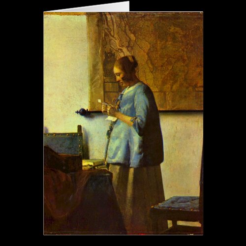 The letter reader by Johannes Vermeer Card