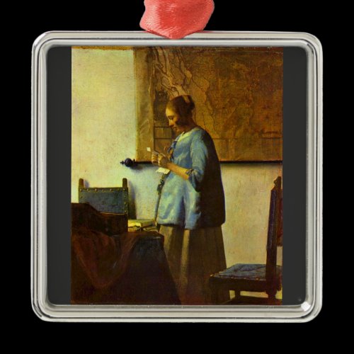 The letter reader by Johannes Vermeer Christmas Tree Ornament