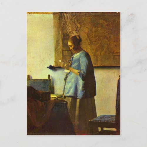 The letter reader by Johannes Vermeer Postcards