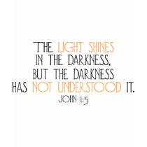 The Light Shines in the Darkness t-shirts