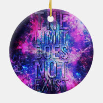 limit, quote, inspire, nebula, space, galaxy, stars, motivational, the limit does not exist, ornament, art, cool, quotations, pink, blue, glitter, universe, abstract, motivation, ornaments, Ornament with custom graphic design