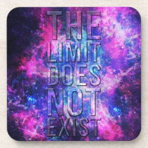 limit, quote, inspire, nebula, space, galaxy, stars, motivational, the limit does not exist, coaster, art, cool, quotations, pink, blue, glitter, universe, abstract, motivation, cork coaster, [[missing key: type_fuji_coaste]] med brugerdefineret grafisk design