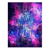 the limit does not exist, hipster, limit, quote, inspire, nebula, space, galaxy, motivational, art, cool, quotations, pink, blue, glitter, universe, abstract, motivation, postcard, Postcard with custom graphic design