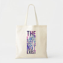 limit, quote, inspire, nebula, space, galaxy, stars, motivational, the limit does not exist, bag, art, cool, quotations, pink, blue, glitter, universe, abstract, motivation, budget tote bag, Bag with custom graphic design