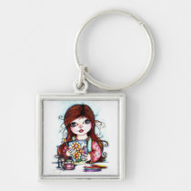 The Little Artist Painting Happy Flowers keychains