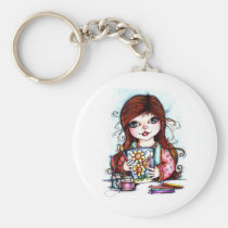 The Little Artist Painting Happy Flowers keychains