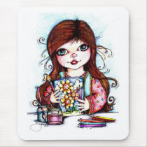 The Little Artist Painting Happy Flowers mousepads