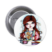 The Little Artist Painting Happy Flowers buttons
