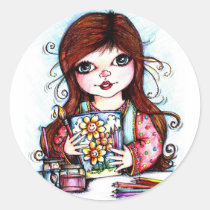 The Little Artist Painting Happy Flowers stickers