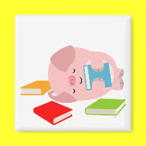 The Little Book Lover (Cute Cartoon Pig) Magnet