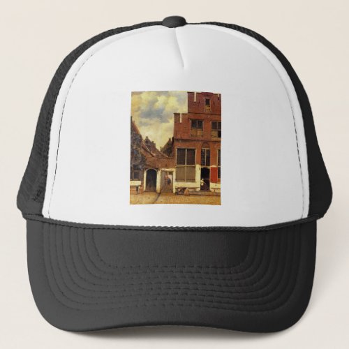 The little street by Johannes Vermeer Mesh Hat