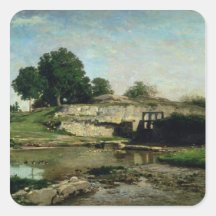 The Lock at Optevoz, 1859 Square Sticker