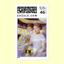 The Loge, Mary Cassatt Postage Stamps by vintagegiftmall The Loge, Mary Cassatt Postage Stamps
