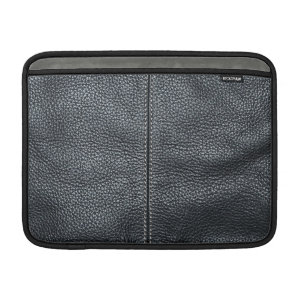 The Look of Soft Stitched Black Leather Grain Sleeves For MacBook Air