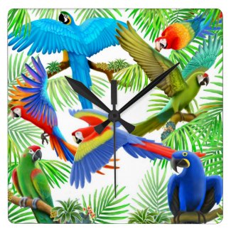 The Macaw Parrot Jungle Wall Clock