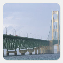 The Mackinac Bridge spanning the Straits of 2 Square Sticker