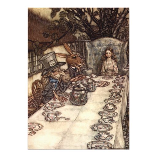 The Mad Hatter Tea Party by Arthur Rackham Personalized Invitations