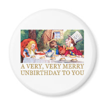 THE MAD HATTER WISHES ALICE A MERRY UNBIRTHDAY! REFRIGERATOR MAGNETS