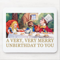 THE MAD HATTER WISHES ALICE A MERRY UNBIRTHDAY! MOUSE PAD