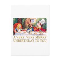 THE MAD HATTER WISHES ALICE A MERRY UNBIRTHDAY! POST CARDS