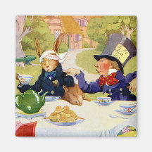 The Mad Hatters Tea Party in Wonderland Magnets