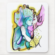 artsprojekt, vainglory, drawing, sin, woman, pride, mirror, portrait, painting, contemporary, art, vanity, illustrations, modern, fantasy, Mouse pad with custom graphic design
