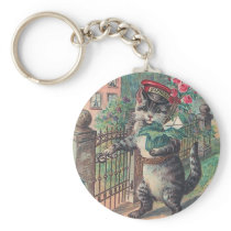 "The Mailman" Vintage Cat Keychain