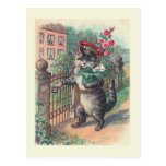 "The Mailman" Vintage Cat Postcard