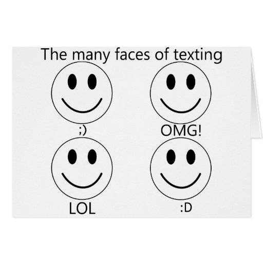 The many faces of texting cards Zazzle