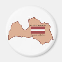 The Map and Flag of Latvia Fridge Magnet