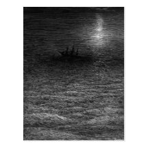 The marooned ship in a moonlit sea post card