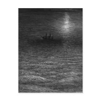 The marooned ship in a moonlit sea post card