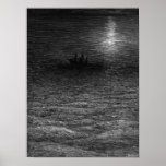 The marooned ship in a moonlit sea posters