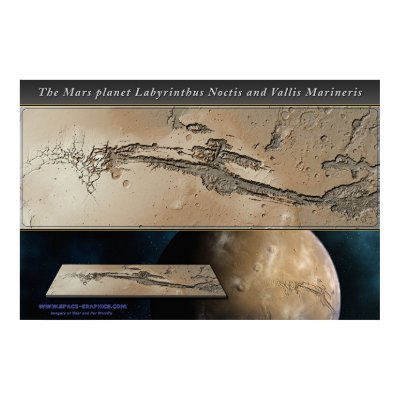 The Mars planet Valles Marineris shaded relief Poster by SpaceGfx